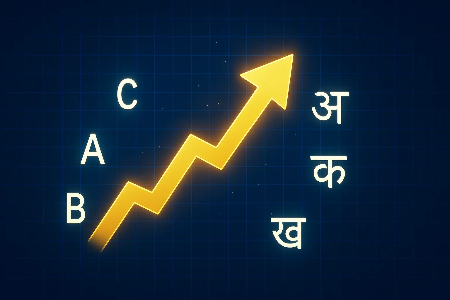 2024 में सर्वाधिक खोजे गए अंग्रेज़ी शब्दों के हिंदी अर्थ के रुझानों को दर्शाता एक प्रतीकात्मक चित्र